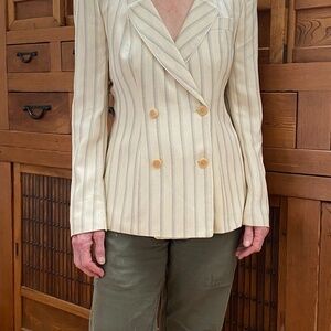 Vintage Giorgio Armani jacket, US size 8,  off white white with stripe